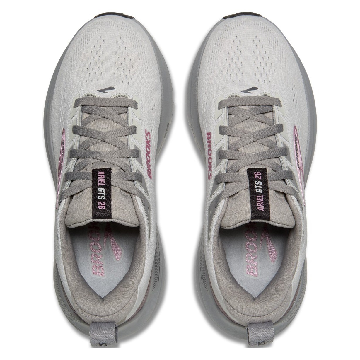 Brooks Ariel GTS 26 - Womens Running Shoes - Oyster Mushroom/Alloy/Pink - image 3