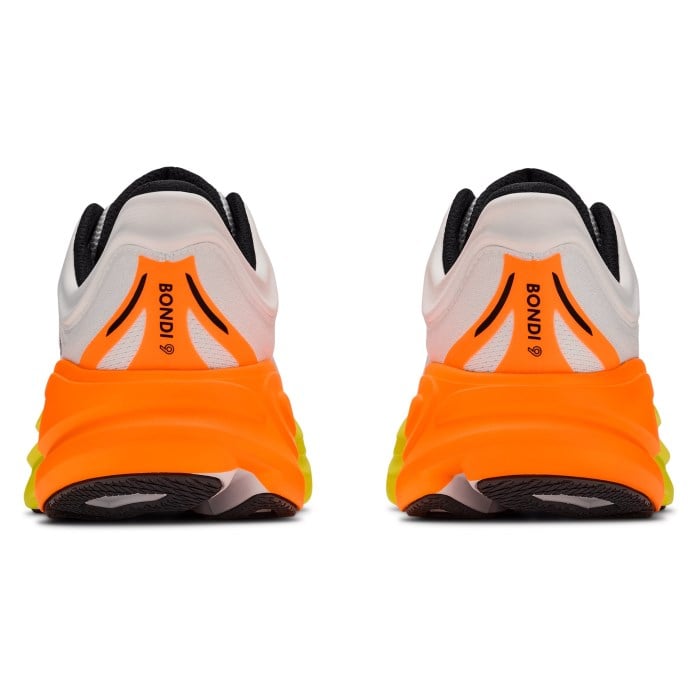 Hoka Bondi 9 - Mens Running Shoes - White/Neon/Tangerine - image 3