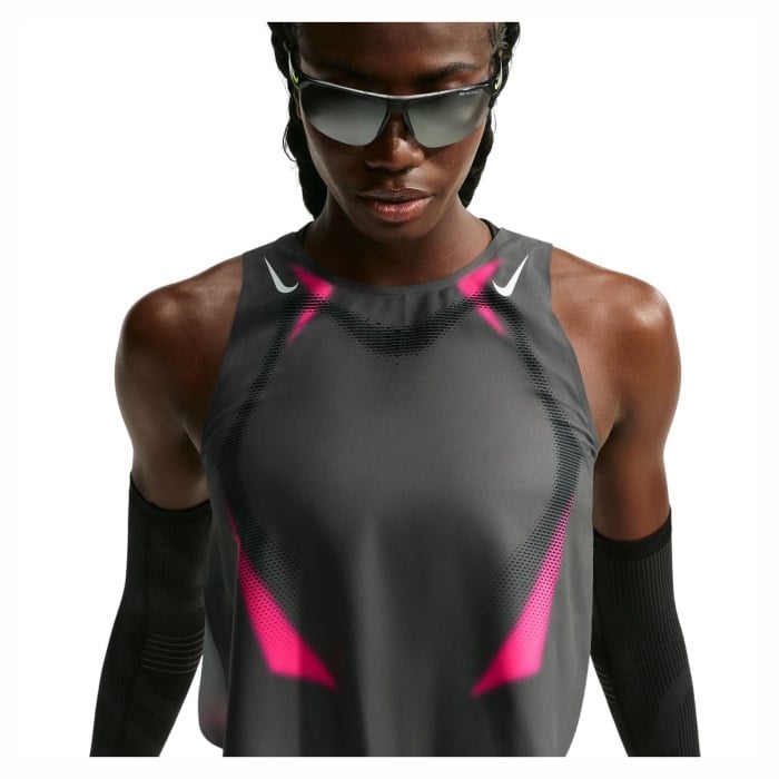 Nike Dri-Fit AeroSwift Womens Running Cropped Tank Top - Iron Grey/Volt/White - image 3