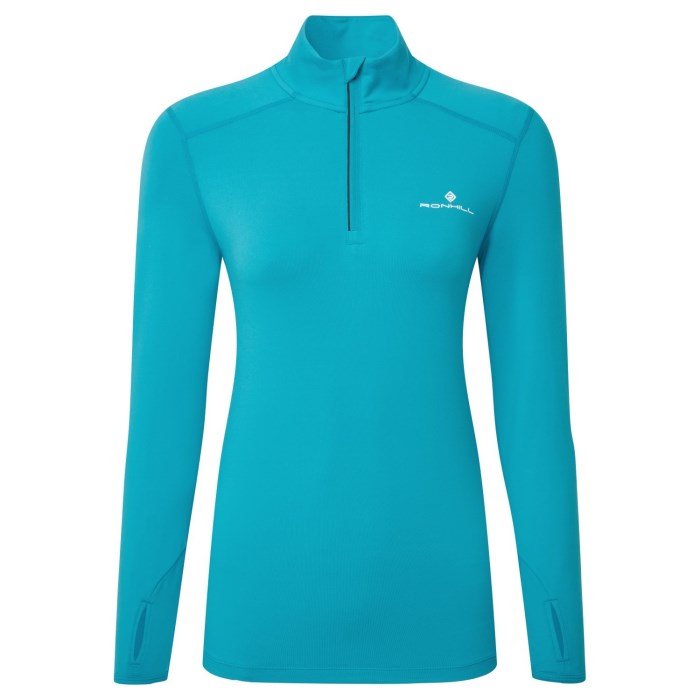 Ronhill Tech 1/2 Zip Womens Thermal Running Top - Azure / Bright White