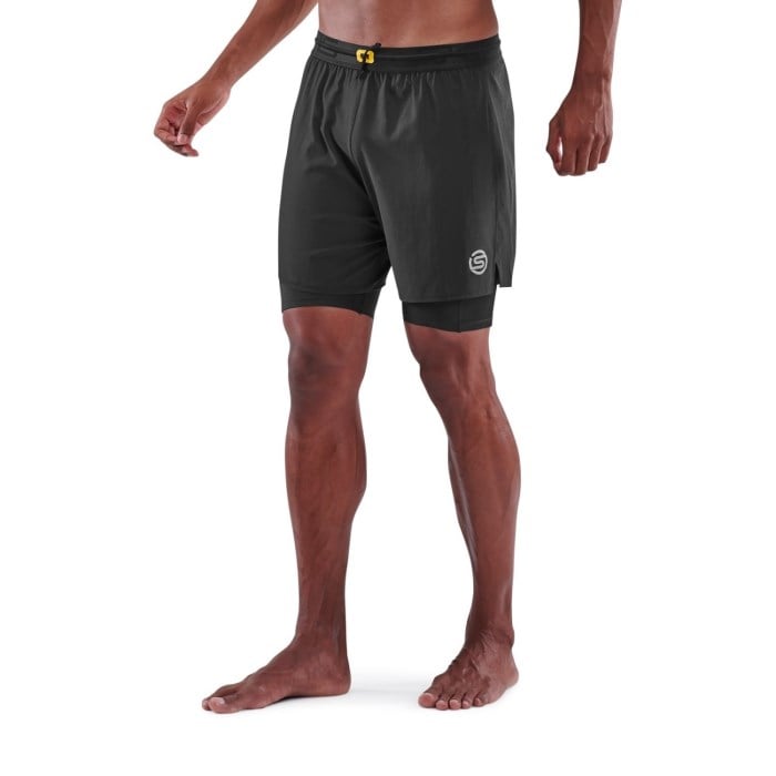 Skins Series-3 Superpose 2-In-1 Mens Compression Half Tights - Black
