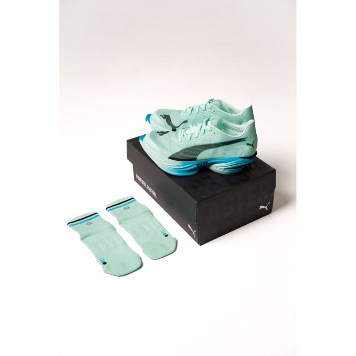 SHYU Half Crew Racing Socks - Aqua/Blue/Black