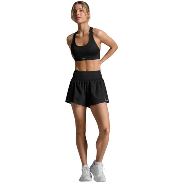 2XU Womens Aero Hi-Rise 2-in-1 3in Shorts - Black/Silver Reflective