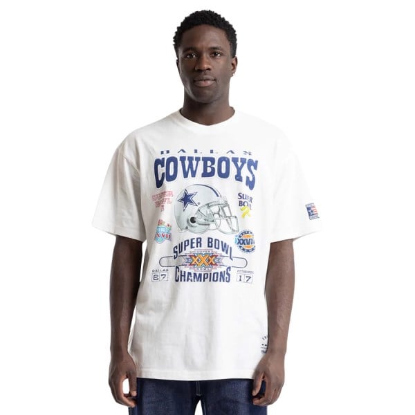 Mitchell & Ness Dallas Cowboys 5 X Superbowl Champions NFL Mens T-Shirt - Vintage White