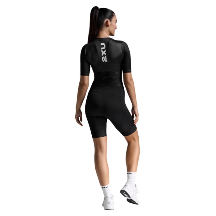 2XU Womens Aero Hex Sleeved Trisuit - Black/white
