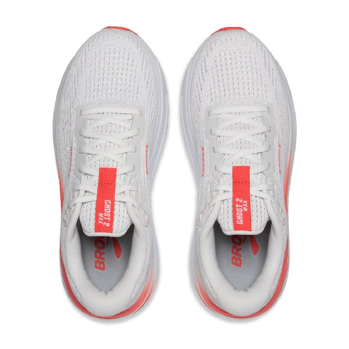 Brooks Ghost Max 2 - Womens Running Shoes - White/Hot Coral
