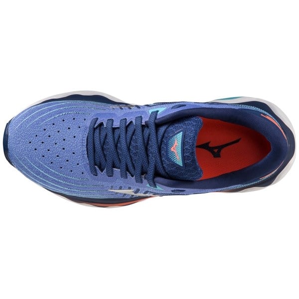 Mizuno Wave Horizon 6 - Womens Running Shoes - Dazzling Blue/Silver/Neon Flame