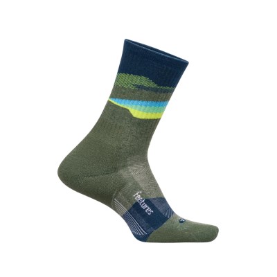 Feetures Trail Max Cushion Mini Crew Running Socks - Tectonic Green