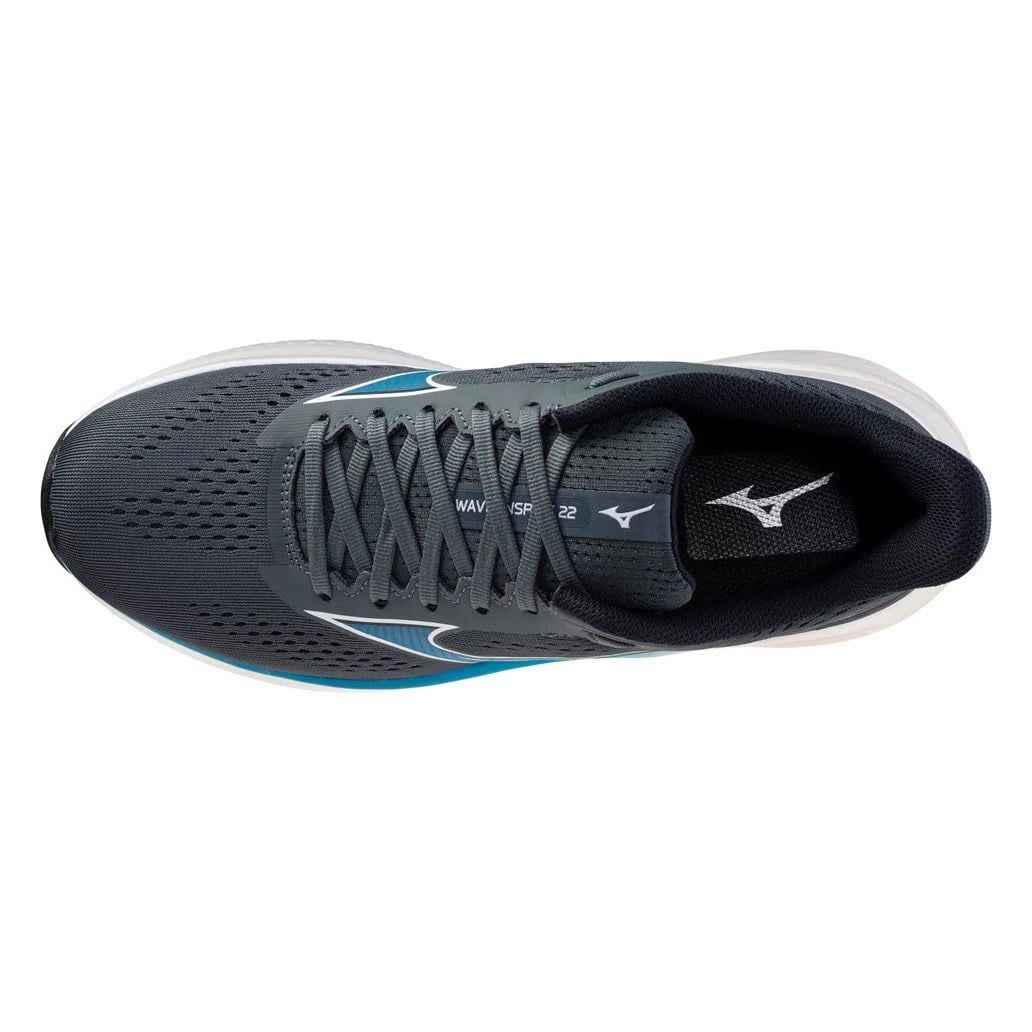 Mizuno Wave Inspire 22 - Mens Running Shoes - Dark Slate/Blue Jewel/White - image 3