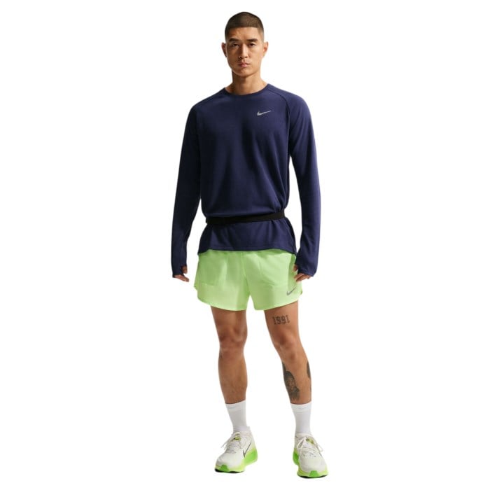 Nike Stride Mens Dri-FIT 5 Inch Brief-Lined Running Shorts - Lime Blast/Reflective Silver