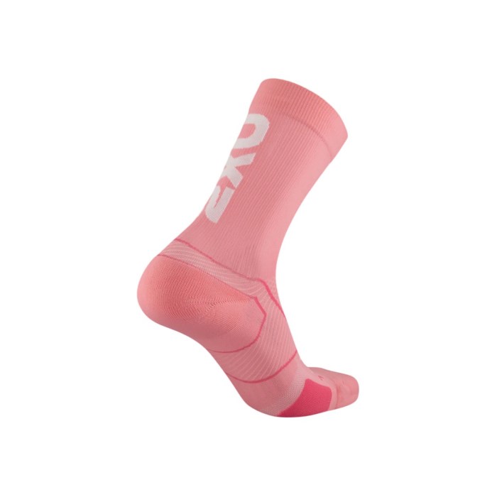 2XU Vectr Cushion Crew - Unisex Running Socks - Pink Glow/White