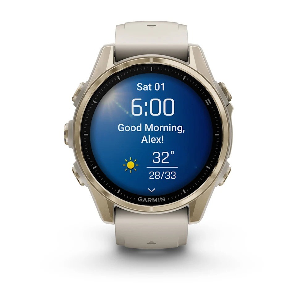 Garmin fenix 8 43mm Premium Multisport Smartwatch - Sapphire/Soft Gold with Fog Grey/Darkstone
