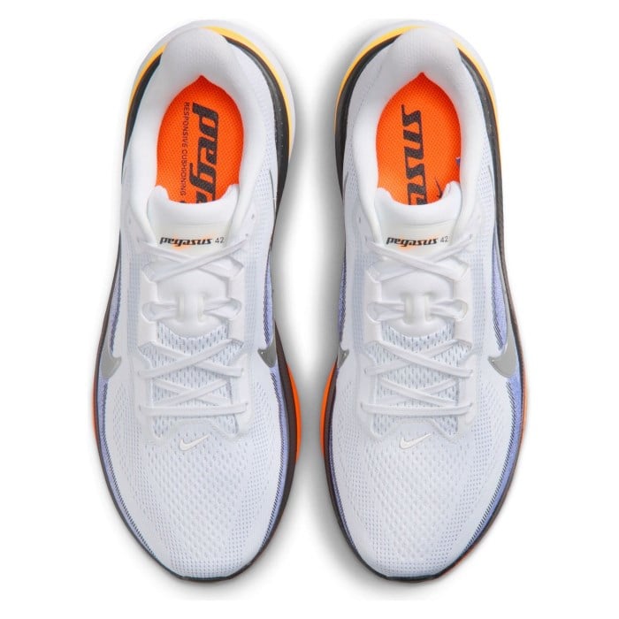 Nike Pegasus 42 - Mens Running Shoes - White/Metallic Silver/Lapis/Total Orange
