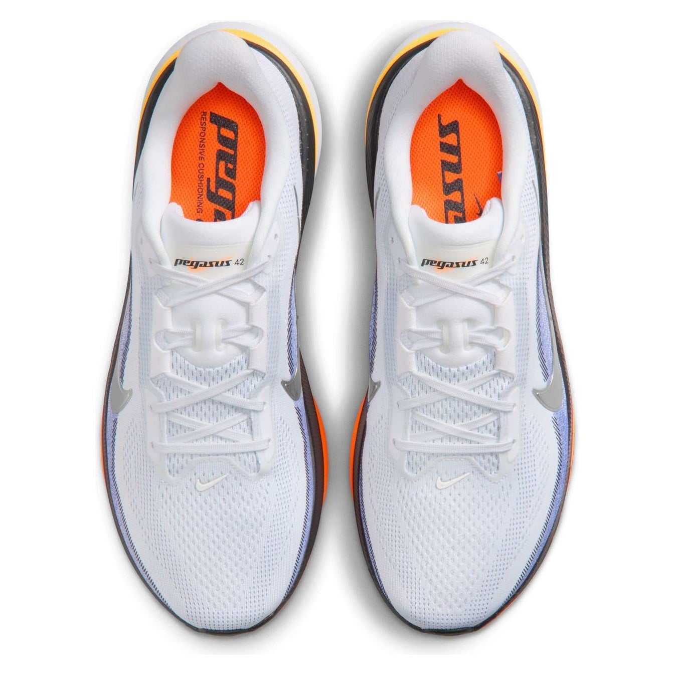 Nike Pegasus 42 - Mens Running Shoes - White/Metallic Silver/Lapis/Total Orange
