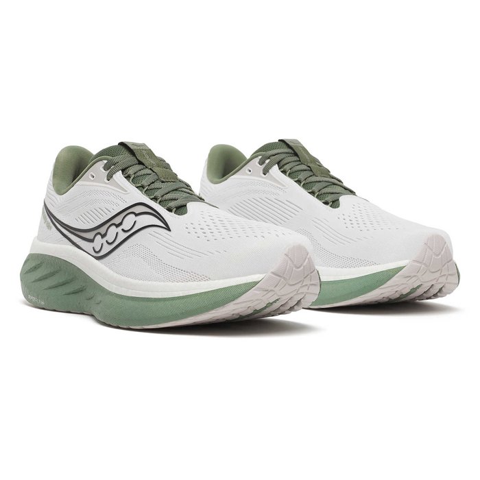 Saucony Ride 18 - Mens Running Shoes - White/Olivine