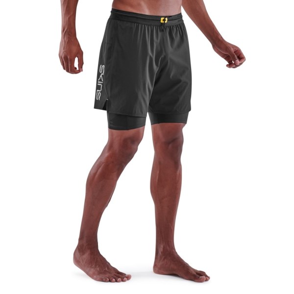 Skins Series-3 Superpose 2-In-1 Mens Compression Half Tights - Black