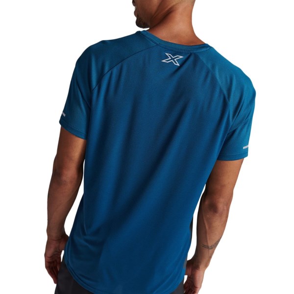 2XU Aero Mens Running T-Shirt - Majol/Silver Reflective