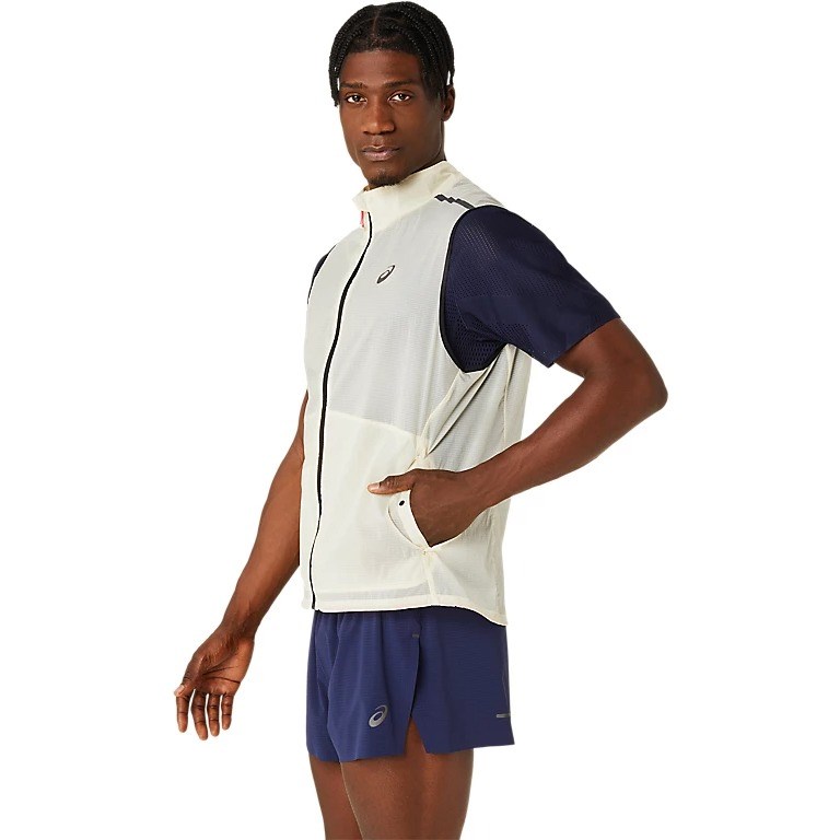 Asics MetaRun Packable Gilet - Mens Running Vest - Birch