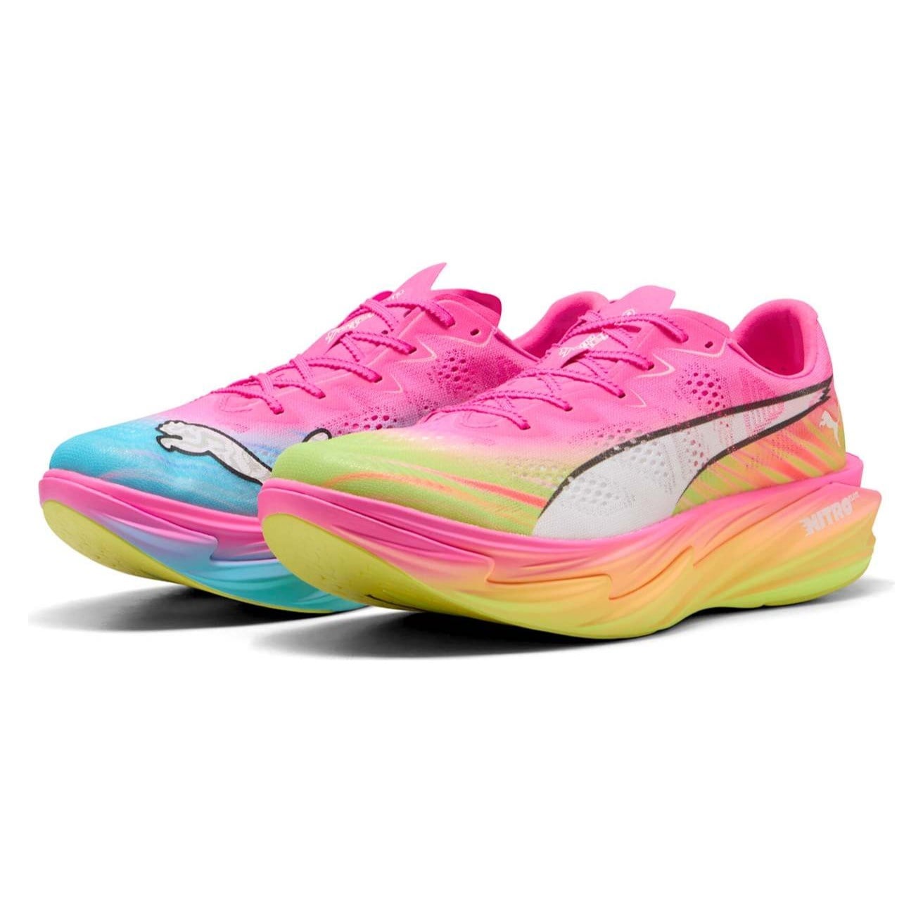 Puma Deviate Nitro Elite 4 Showtime - Mens Running Shoes - Poison Pink/Yellow Alert/Bright Aqua