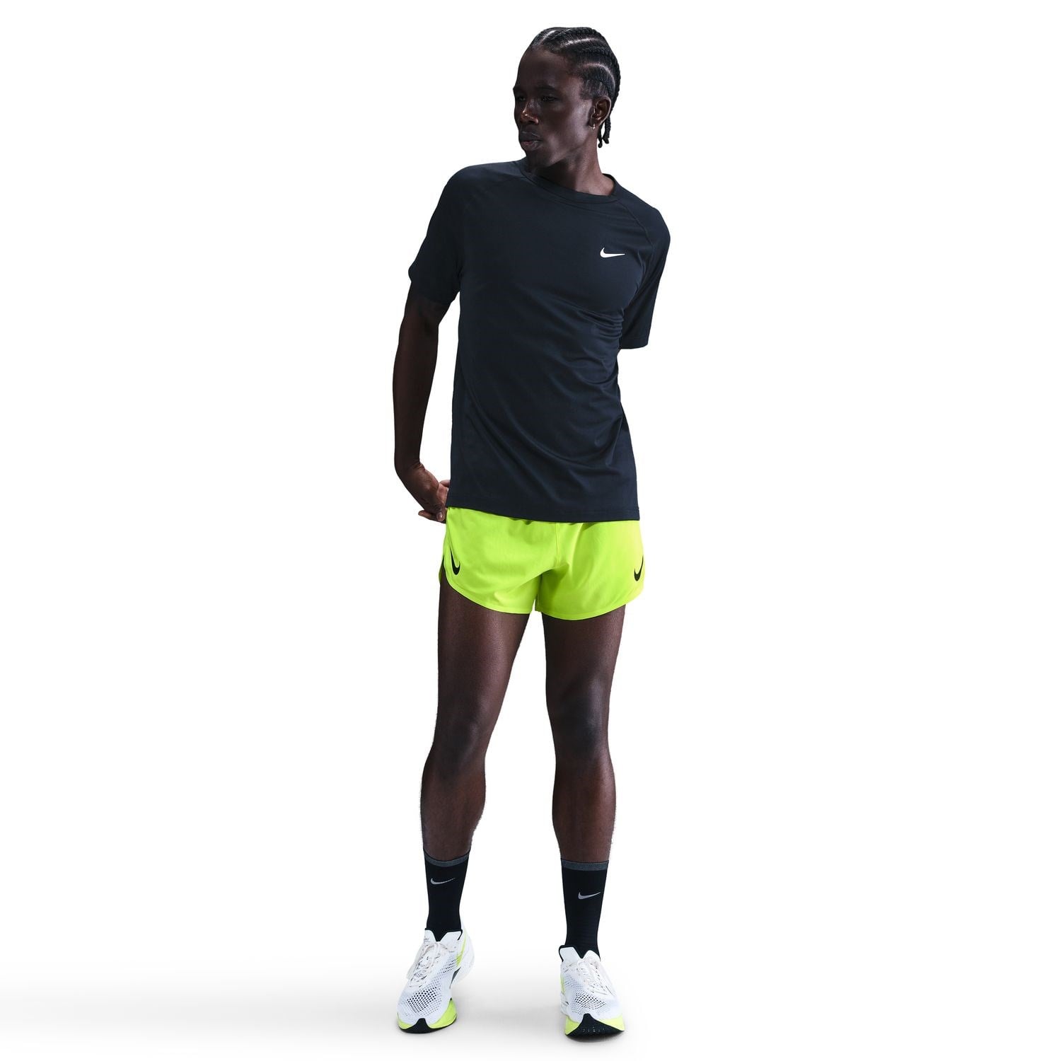 Nike AeroSwift ADV 4 Inch Brief-Lined Mens Running Shorts - Volt/Black