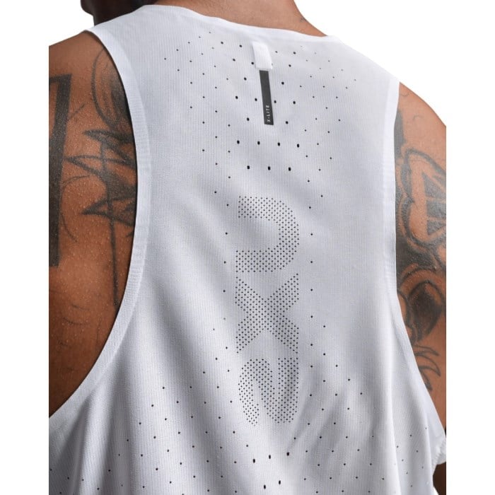 2XU Mens Light Speed React Running Singlet - Blue Gradient/Black Reflective