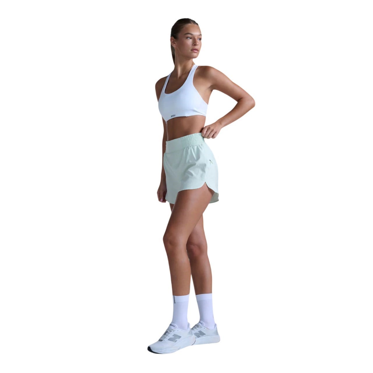 2XU Aero Hi-Rise 4 Inch Womens Shorts - Mint Dust/Mint Reflective