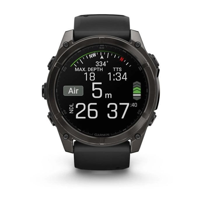 Garmin Fenix 8 51mm AMOLED Sapphire Edition Titanium Watch - Carbon Grey DLC Titanium with - Carbon Grey DLC Titanium with Black/Pebble Grey Silicone Band - image 11