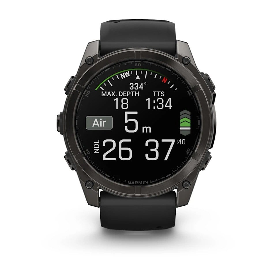 Garmin Fenix 8 51mm AMOLED Sapphire Edition Titanium Watch - Carbon Grey DLC Titanium with - Carbon Grey DLC Titanium with Black/Pebble Grey Silicone Band - image 11