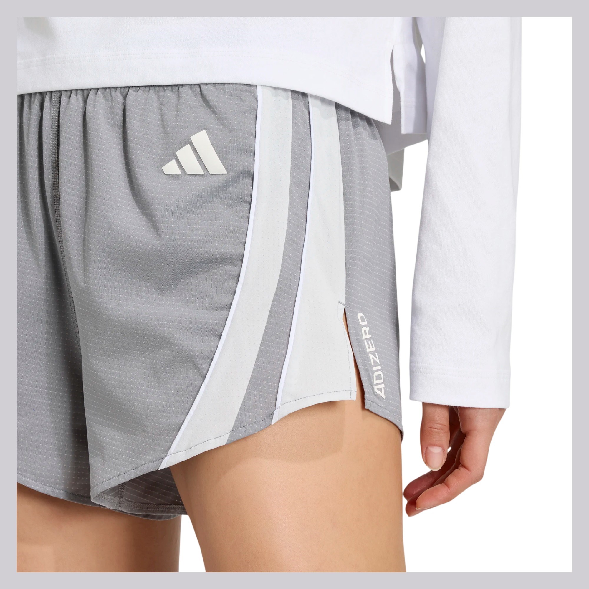 adidas Adizero Archive Womens Running Shorts - Grethr/Greone - image 4