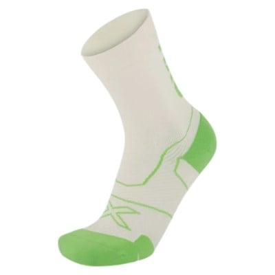 2XU Vectr Cushion Crew - Unisex Running Socks - Chalk/Lime Zest