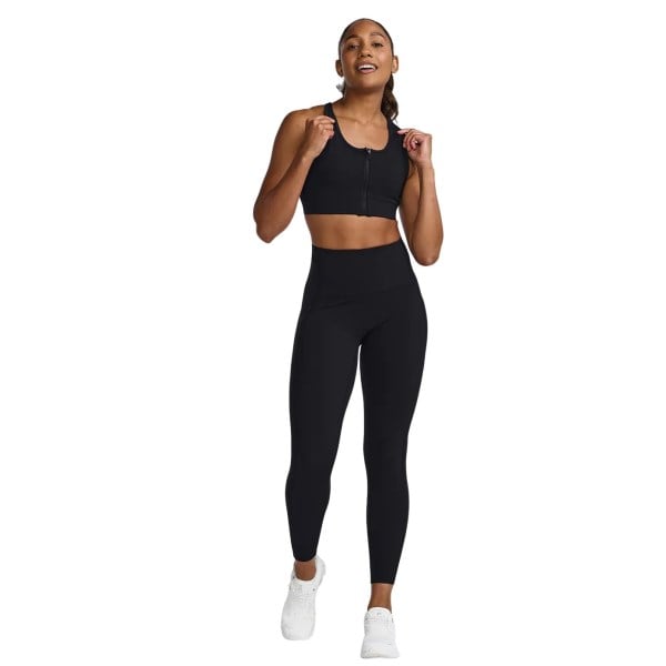 2XU Motion Zip Womens Running Bra - Black/White