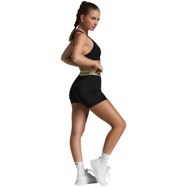 2XU Womens Everyday Compression 3 inch Shorts - Black/Cool Matcha