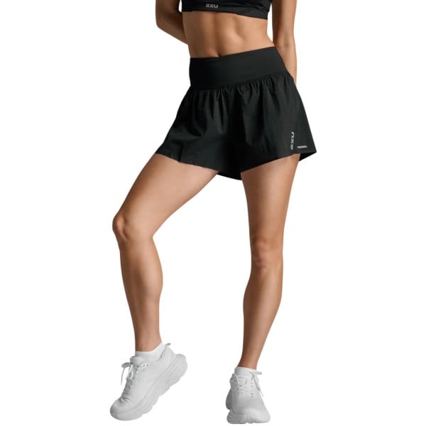 2XU Womens Aero Hi-Rise 2-in-1 3in Shorts - Black/Silver Reflective