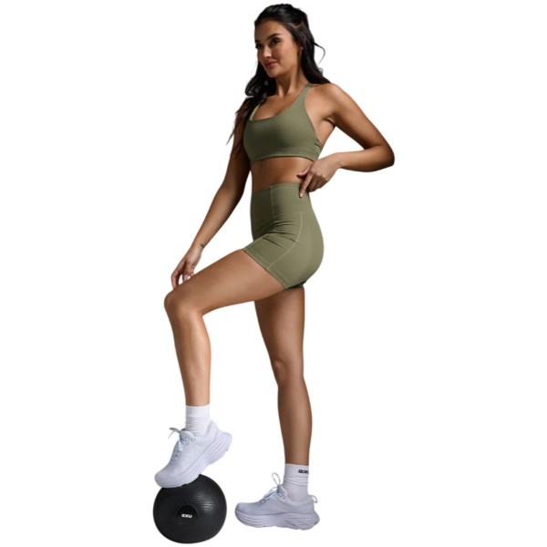2XU Form Soft Touch Hi-Rise Womens 4 Inch Compression Shorts - Hunter Green/Hunter Green