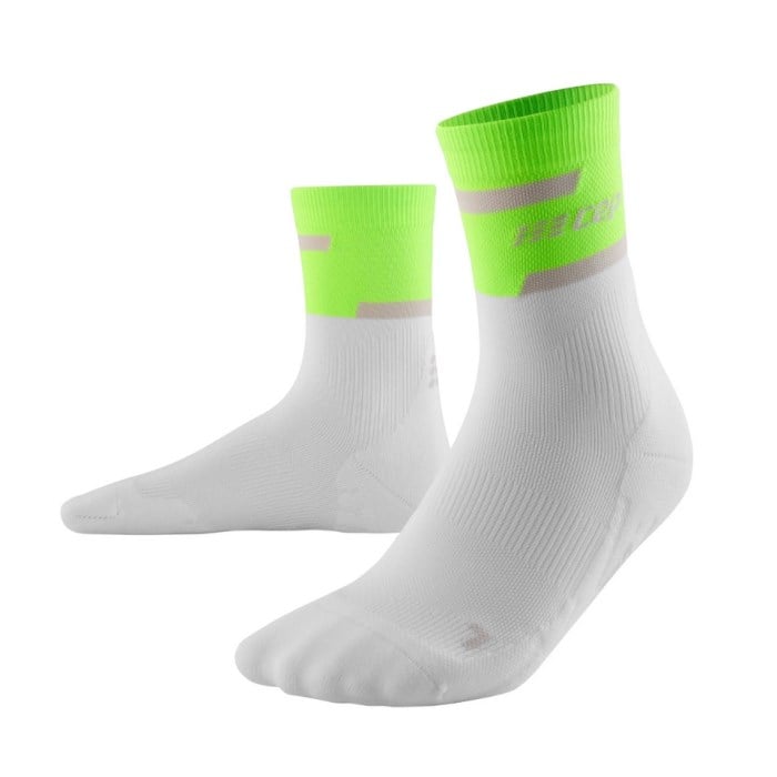 CEP The Run Mid Cut v4 Mens Running Socks - Green/White
