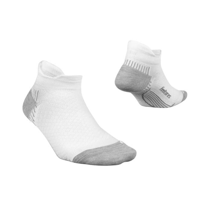 Feetures Plantar Fasciitis Compression No Show Socks - White