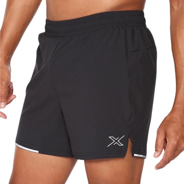 2XU Aero 5 Inch Mens Running Shorts - Black/Silver Reflective