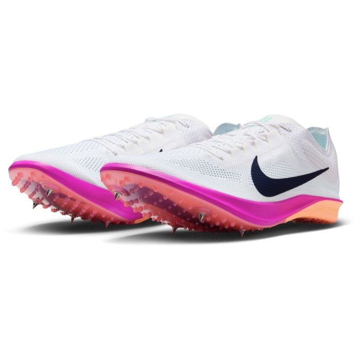 Nike ZoomX Dragonfly 2 - Unisex Long Distance Track Spikes - White/Obsidian/Hyper Turq/Fire Pink