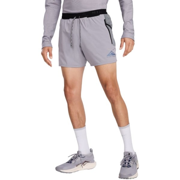 Nike Dri-Fit Second Sunrise 5 Inch Trail Running Shorts - Mens Cement Grey/Smoke Grey/Black
