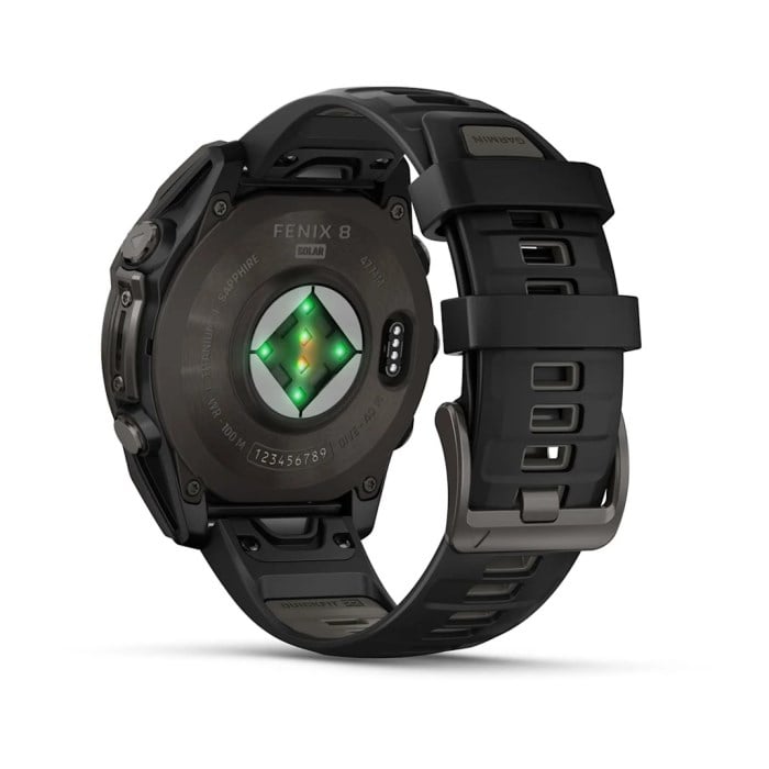 Garmin Fenix 8 Solar 47mm Sapphire Edition Titanium Watch - Black/Pebble Grey Silicone Band - image 7