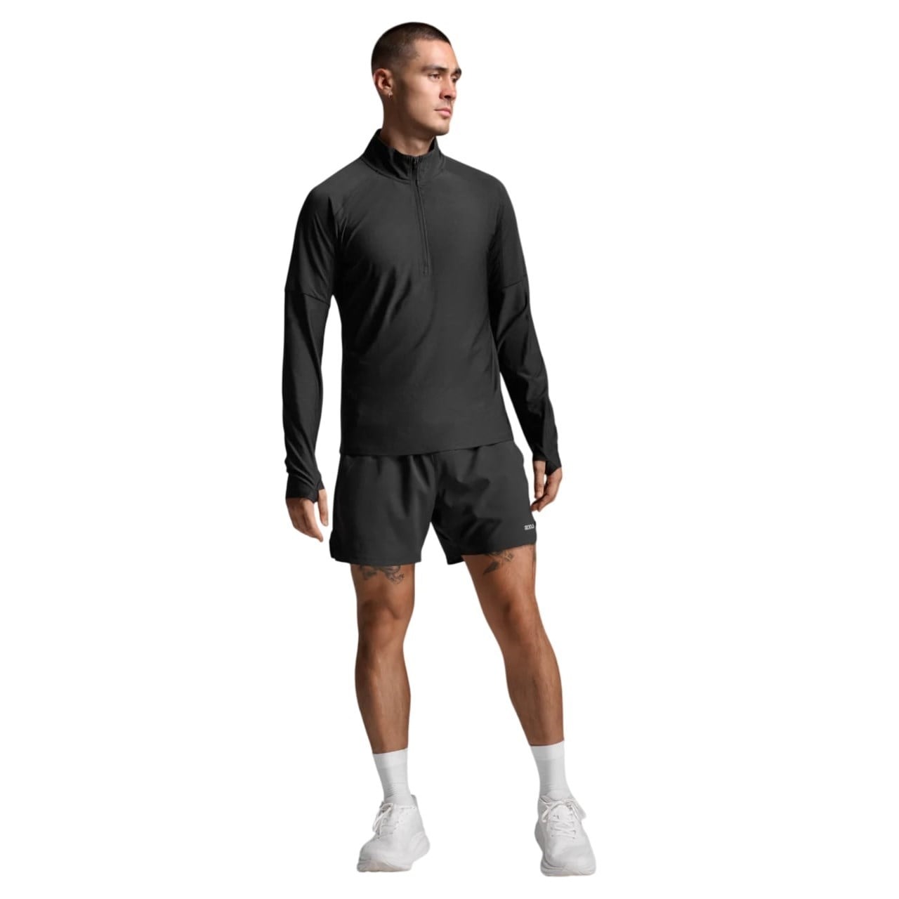 2XU Aero 1/2 Zip Mens Long Sleeve Top - Black/Silver Reflective
