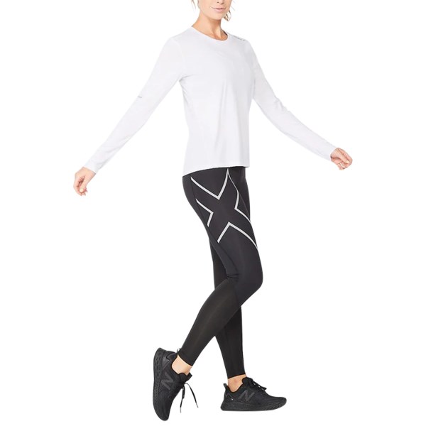2XU Aero Womens Long Sleeve Training Top - White/Silver Reflective