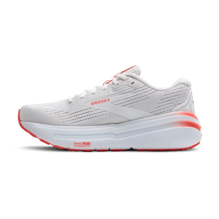 Brooks Ghost Max 2 - Womens Running Shoes - White/Hot Coral