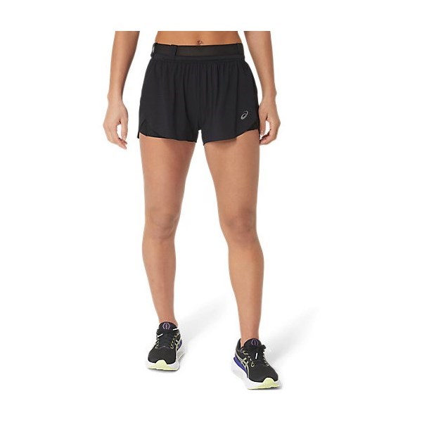Asics Metarun Split Short - Womens Running Shorts - Performance Black