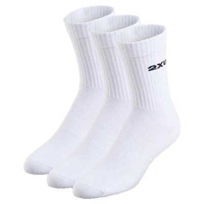 2XU Cotton Crew Unisex Socks - 3 Pack - White/Black
