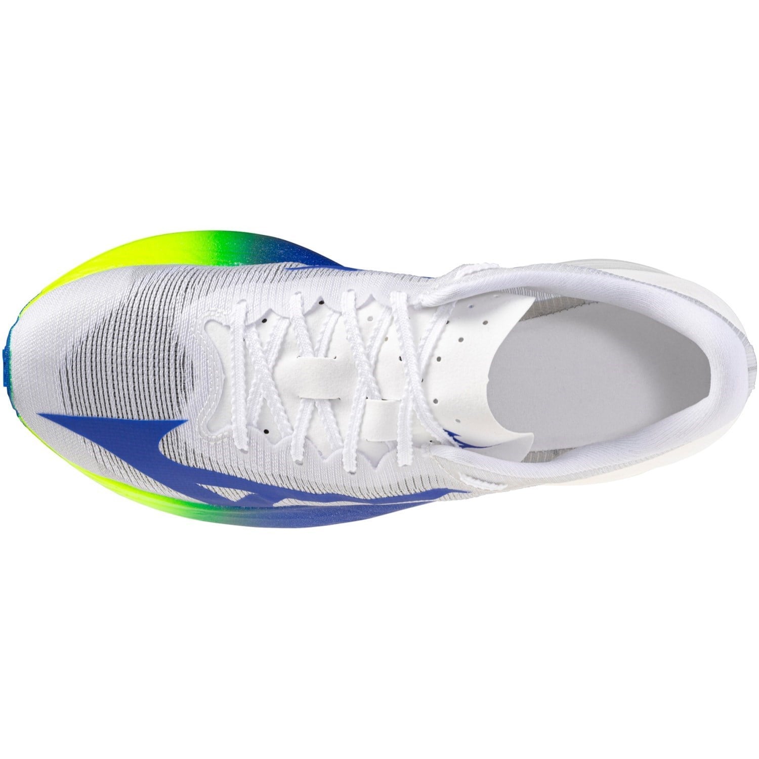 Mizuno Hyperwarp Pure - Unisex Racing Shoes - White/Lightning Yellow/Dazzling Blue