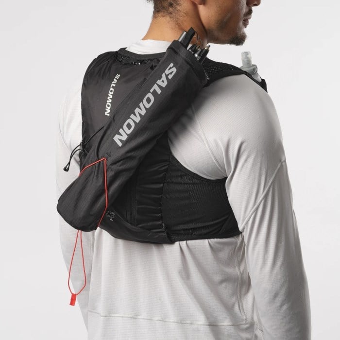Salomon Active Skin 4 Set Unisex Trail Running Vest With Flasks - Black/Metal
