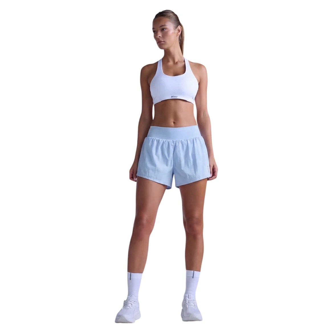 2XU Womens Aero Hi-Rise 2-in-1 3in Shorts - Bay/Bay Reflective - image 5