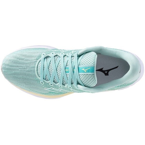 Mizuno Wave Rider 27 - Womens Running Shoes - Eggshell Blue/White/Anise Flower