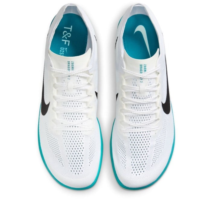 Nike ZoomX Dragonfly 2 - Unisex Long Distance Track Spikes - White/Black/Bright Spruce